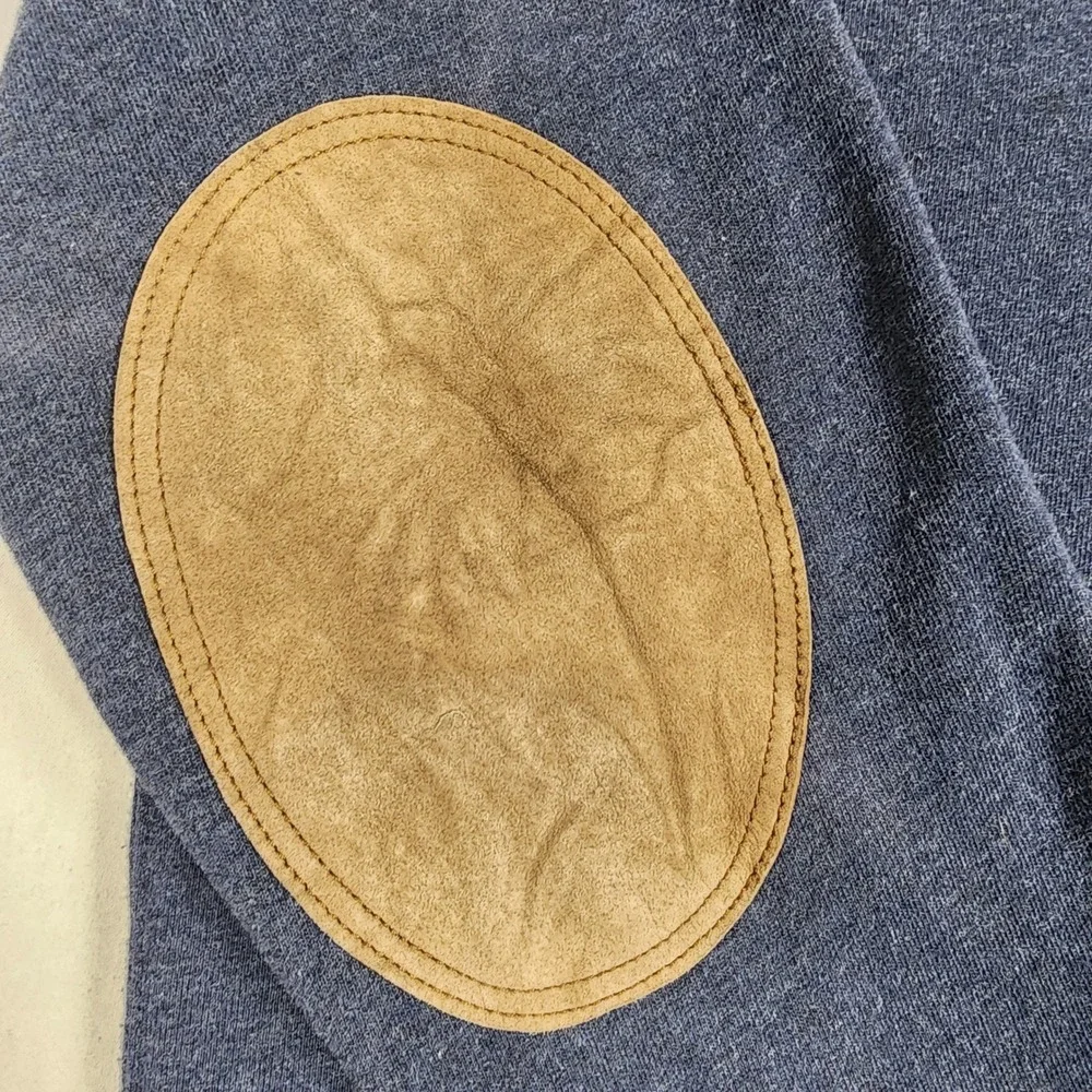 Polo Ralph Lauren Mens Blue Shawl Collar Fleece Pullover Elbow Patches Large